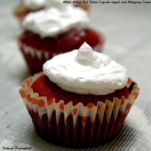 Whole Wheat Red Velvet Cupcake topped with Whipping Cream (3)