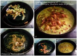 %Step by step Making of Aloo Chingrir Shorshe bata diye Jhal