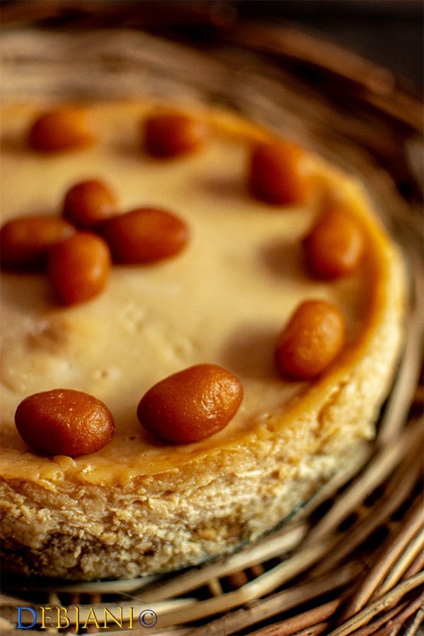 %Eggless Mishti Doi Baked Cheesecake