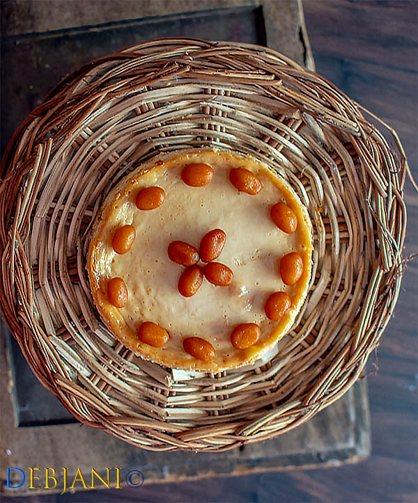%Soan Papdi and Mishti Doi Baked Cheesecake topped with Mini Gulab Jamun