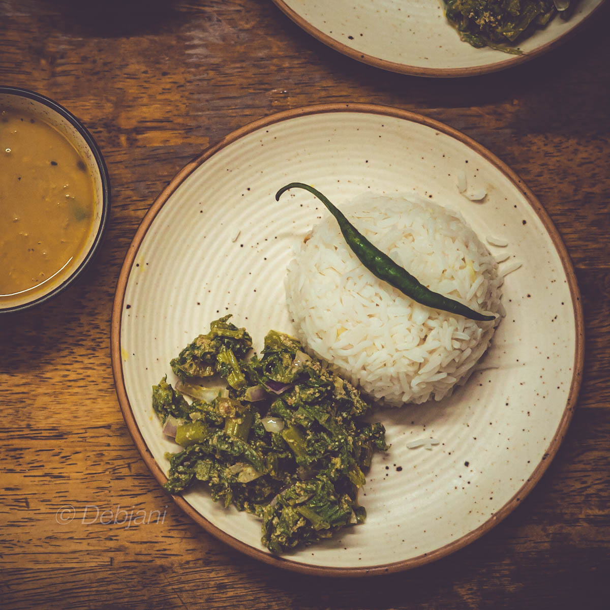 Posto Diye Laushak Bhate | Bengali Bottle Gourd leaves Mash with Poppyseed Paste