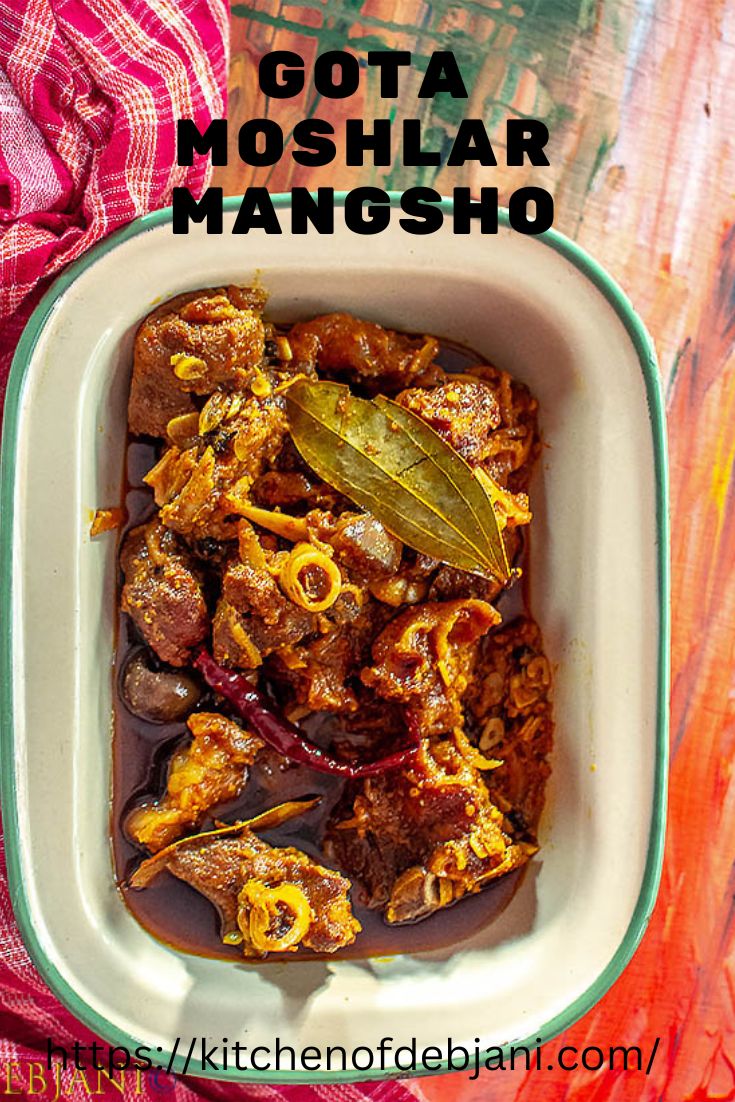 %Bengali Gota Moshlar mangsho food recipe pinterest pin