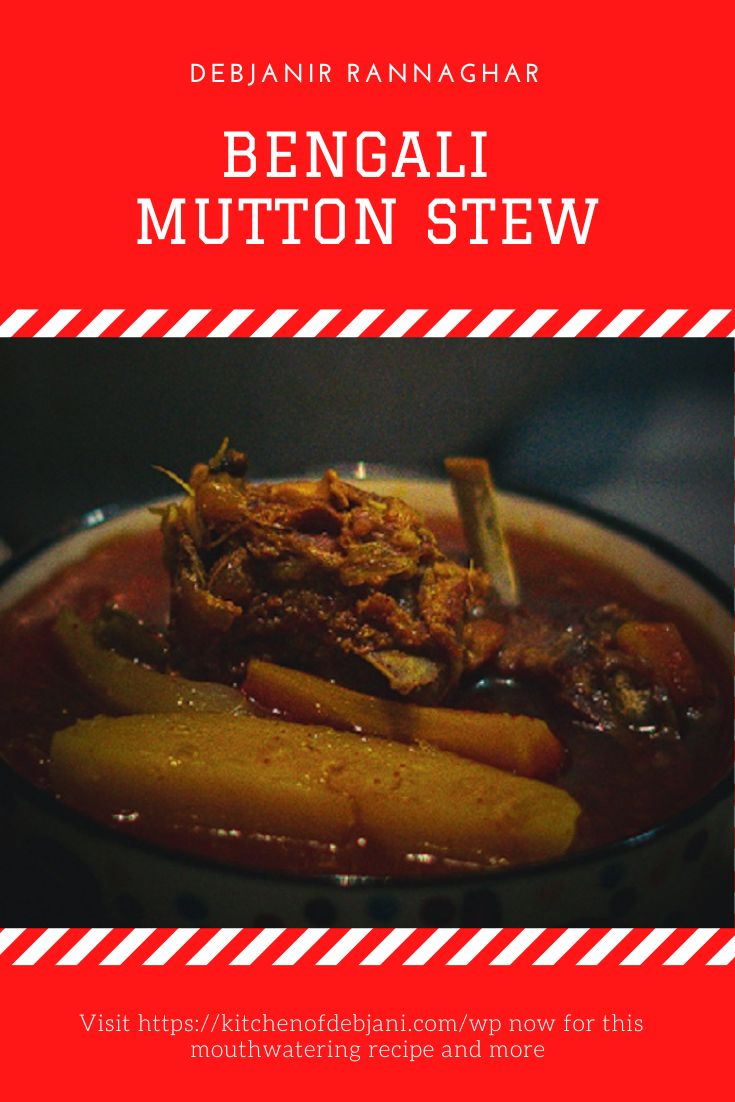 %Bengali Mutton Stew Recipe Pinterest Graphic