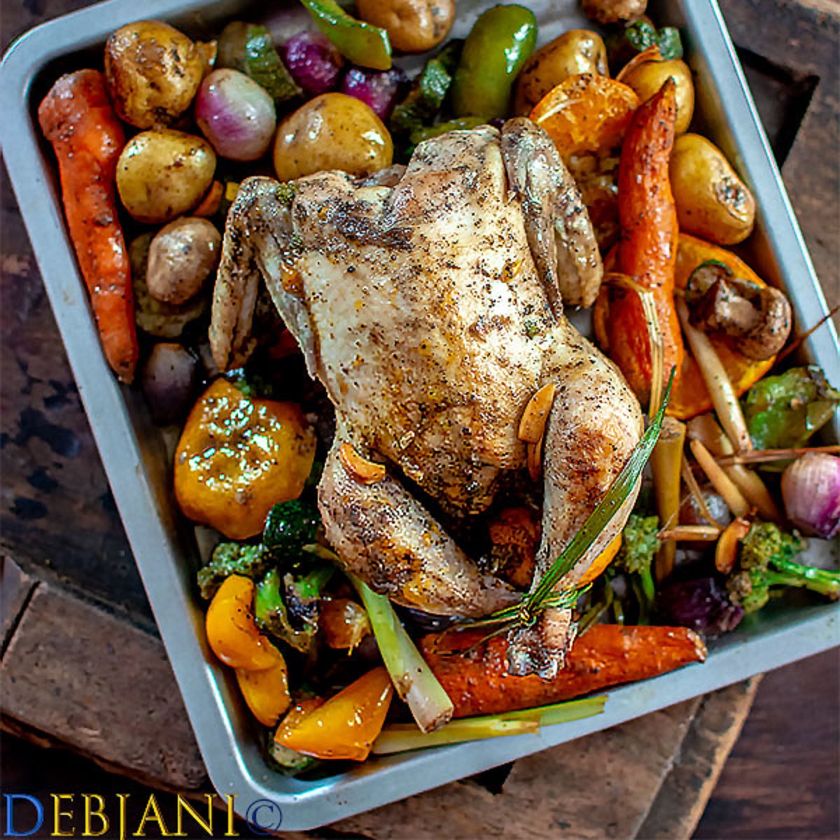 %Orange and Herb Roasted Chicken and Vegetables Recipe debjanir rannaghar