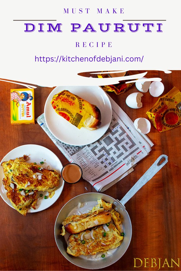 %Bengali Egg Toast Dim Pauruti recipe Pinterest graphic