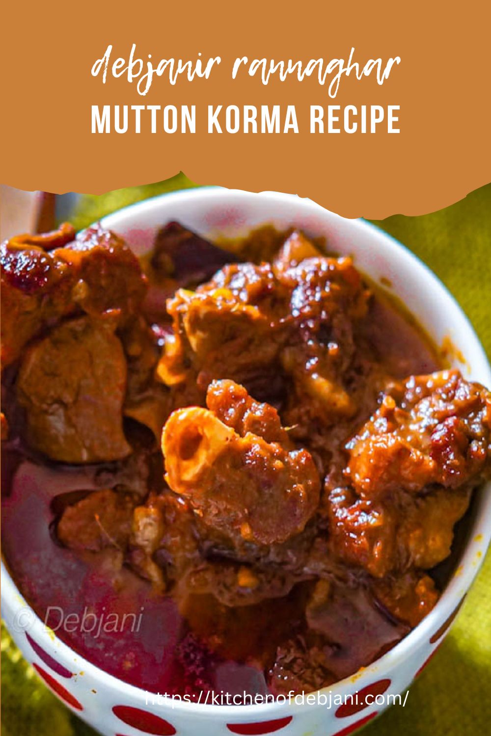 %Mutton Korma Recipe Debjanir Rannaghar Food Pinterest Pin