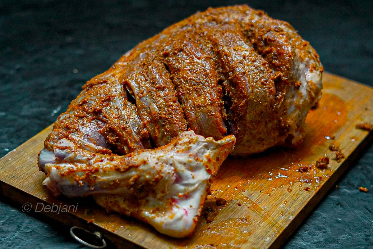 %The Ultimate Whole Mutton Leg Roast recipe debjanir rannaghar