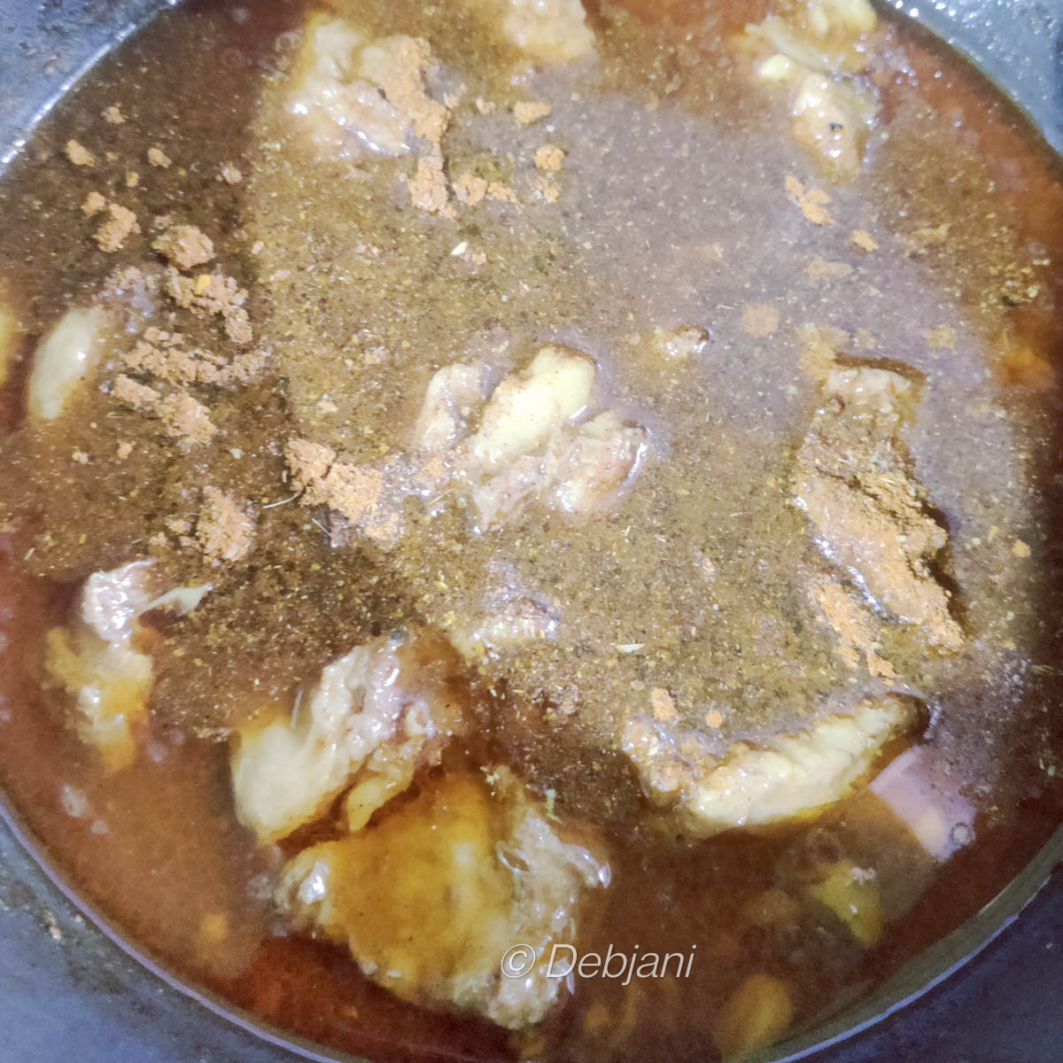 %Authentic Mutton Nihari Recipe step add nihari masala and slow cook mutton