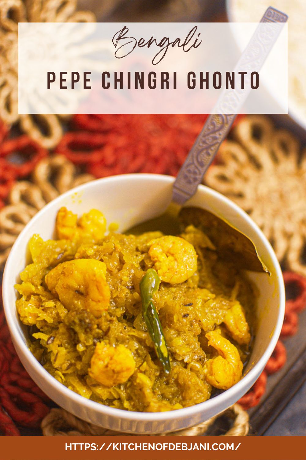 %Bengali Pepe Chingri Ghonto Recipe Pinterest Graphic