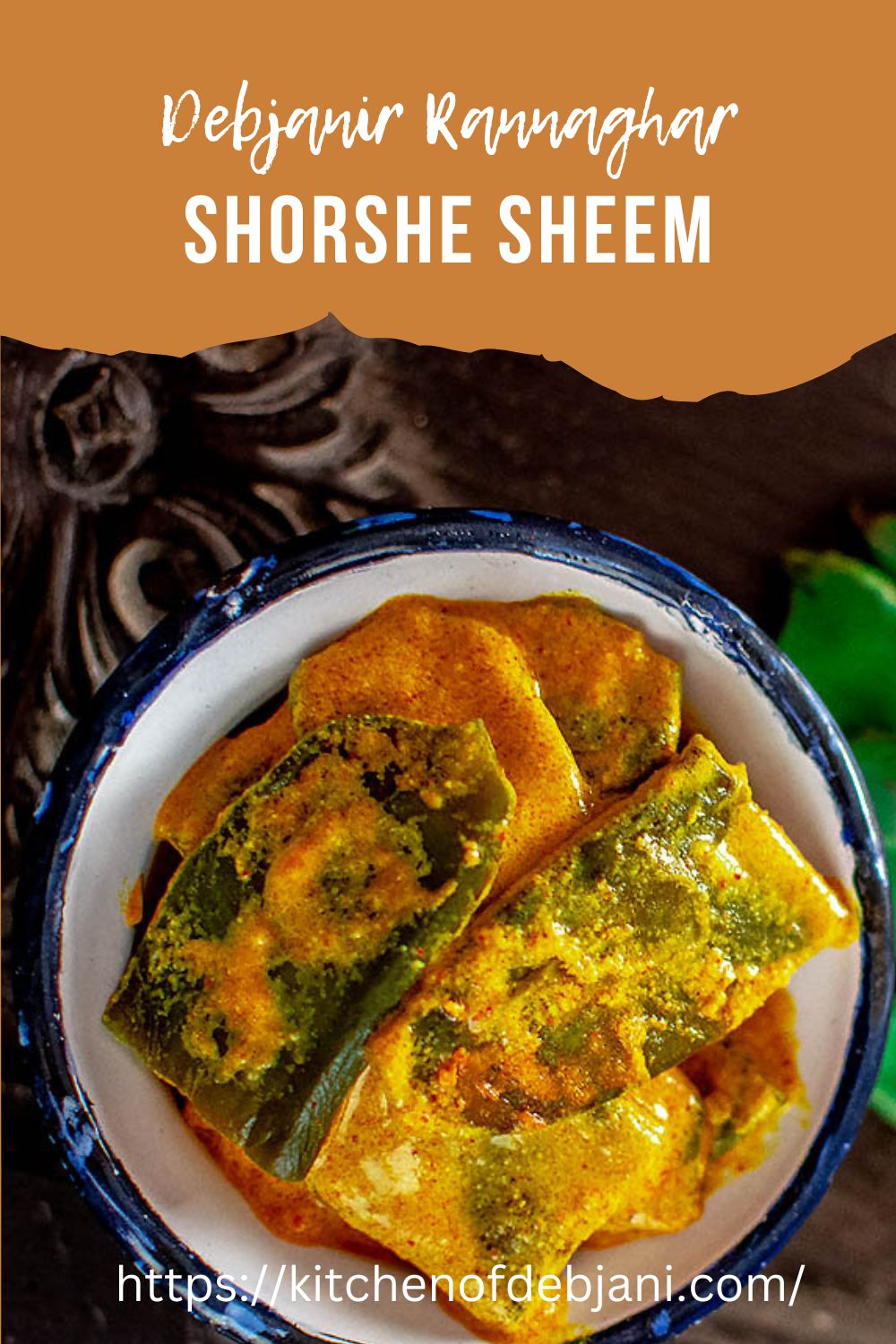 %Bengali Shorshe Sheem Recipe Pinterest Graphic