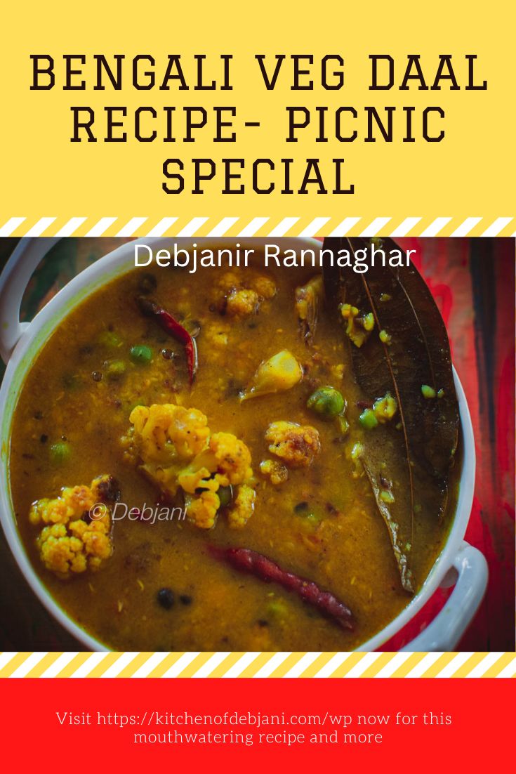%Bengali Veg Daal Recipe- Picnic Special Pinterest Graphic