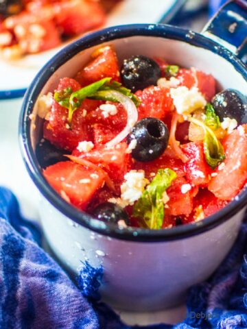 %Watermelon, Black Olive, and Feta Cheese Salad recipe debjanir rannaghar