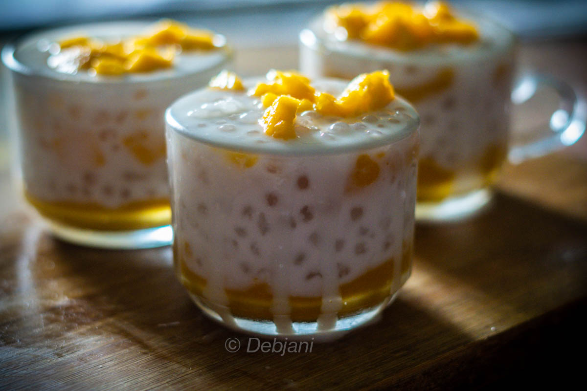 %Mango Coconut tapioca pudding recipe Debjanir Rannaghar