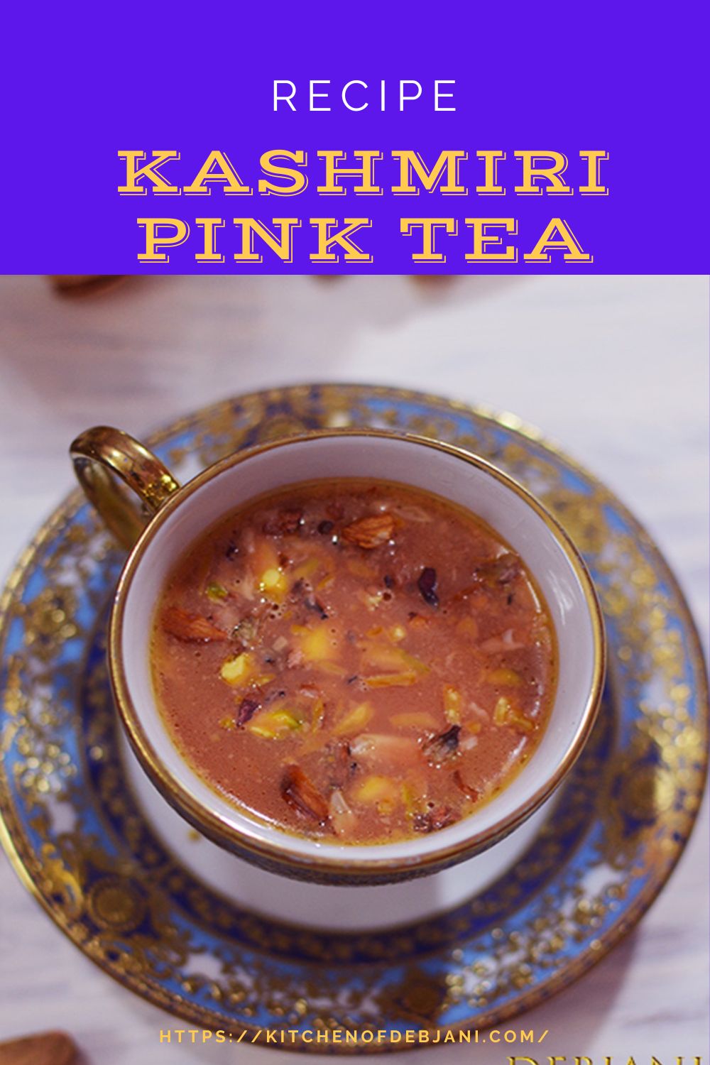 %Kashmiri Pink Tea Recipe Pinterest Pin