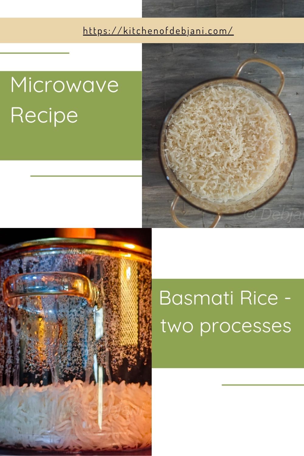 %cooking basmati rice in a microwave- two processes Pinterest Pin