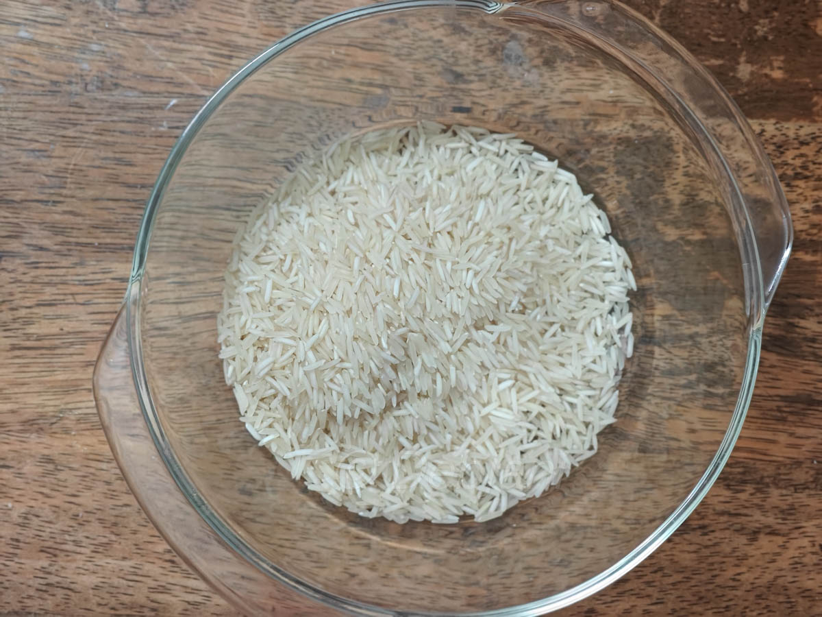 %Basmati Rice for veg pulao in microwave