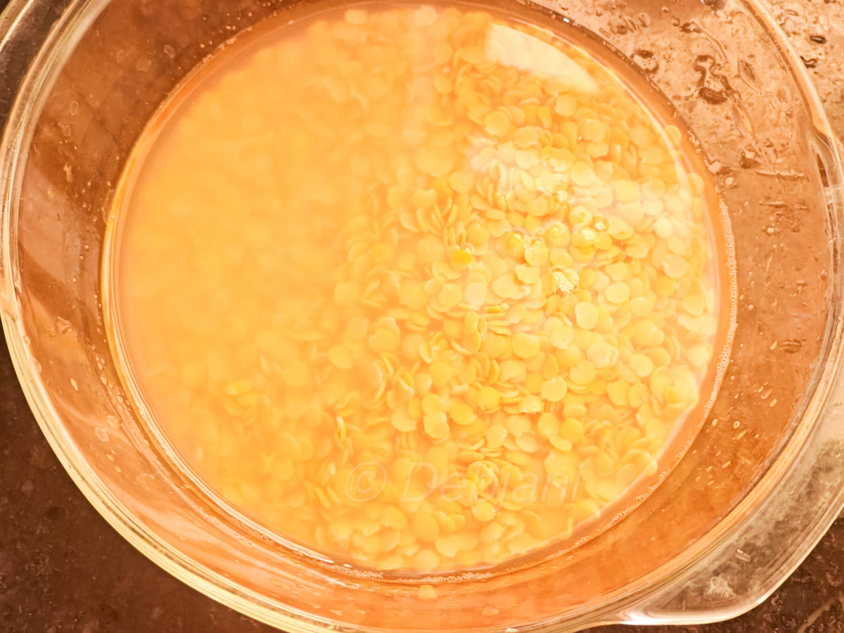 %cooking Bengali musoori dal sheddho in microwave step