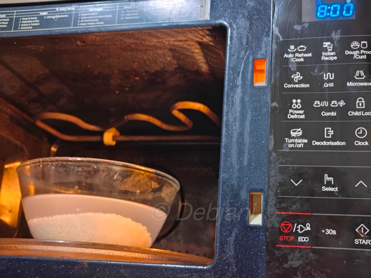 %perfect gobindobhog chal-er bhat cooking process in microwave