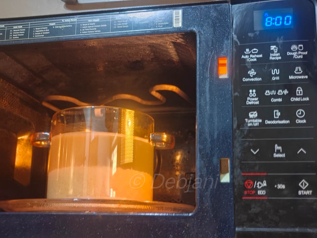 %cooking seddho chaler bhat in microwave recipe step